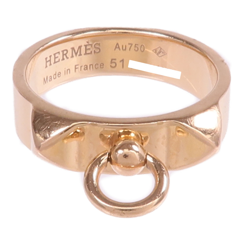 HERMES 18K玫瑰金Collier de chien Ring戒指Hermes#51/US#5.75-1