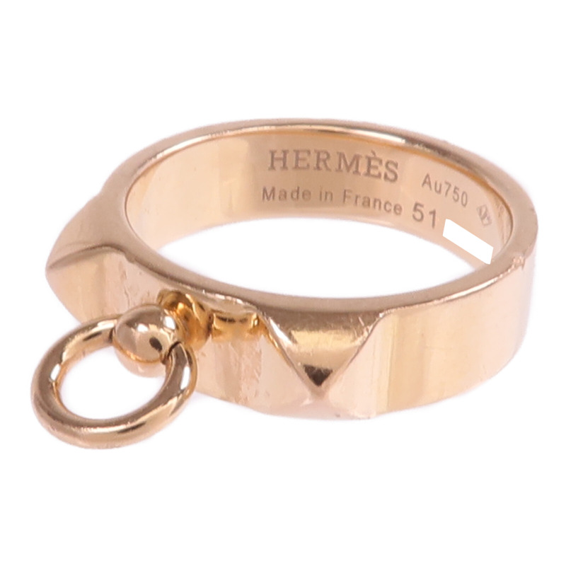 HERMES 18K玫瑰金Collier de chien Ring戒指Hermes#51/US#5.75-2