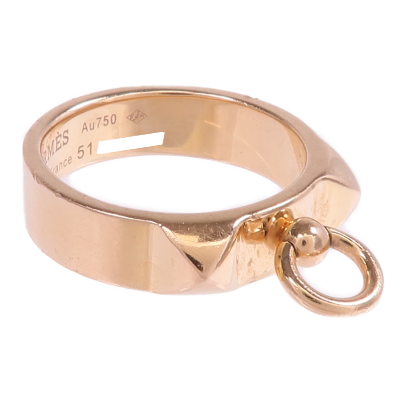 HERMES 18K玫瑰金Collier de chien Ring戒指Hermes#51/US#5.75-3