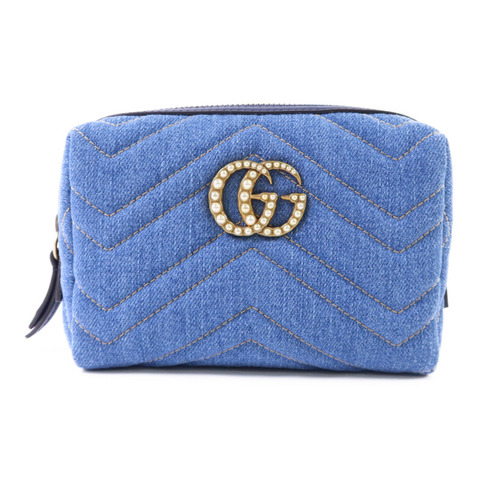 GUCCI 牛仔布Pouch金扣小袋