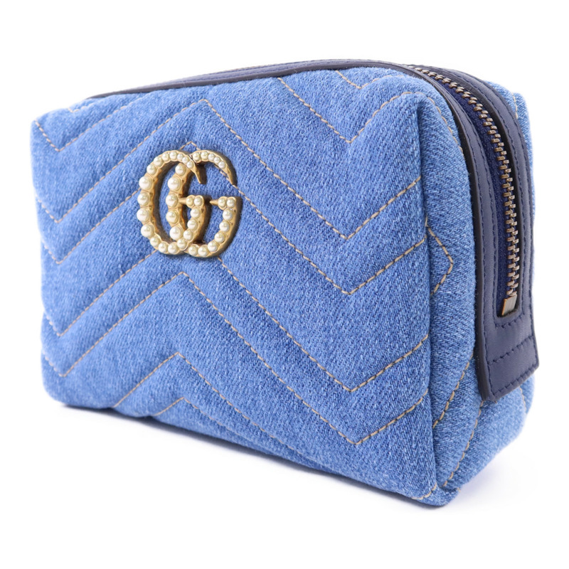 GUCCI 牛仔布Pouch金扣小袋-2