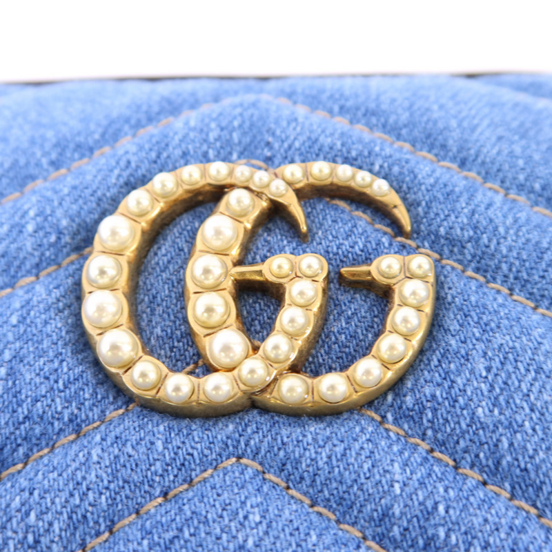GUCCI 牛仔布Pouch金扣小袋-7