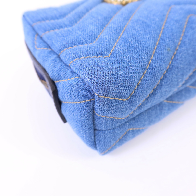 GUCCI 牛仔布Pouch金扣小袋-10