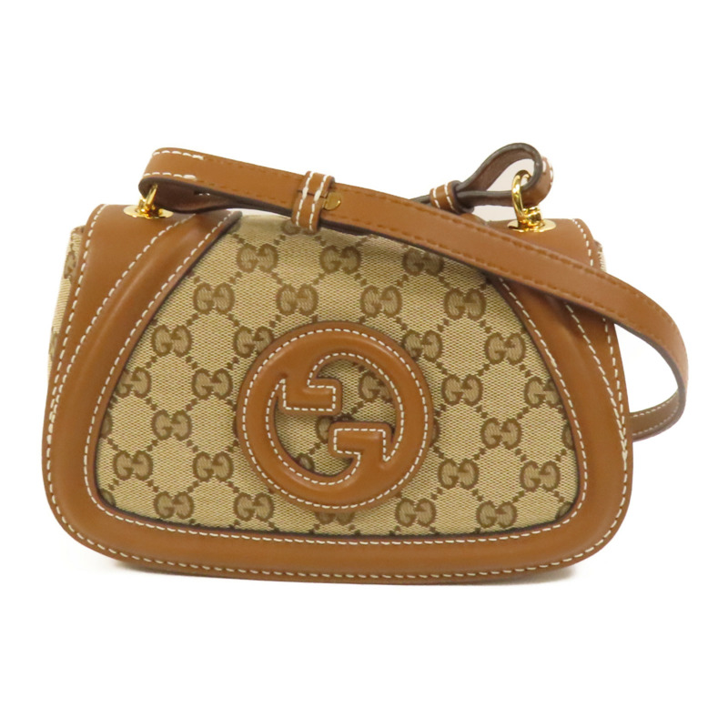 GUCCI 帆布Blondie金扣肩背袋-0