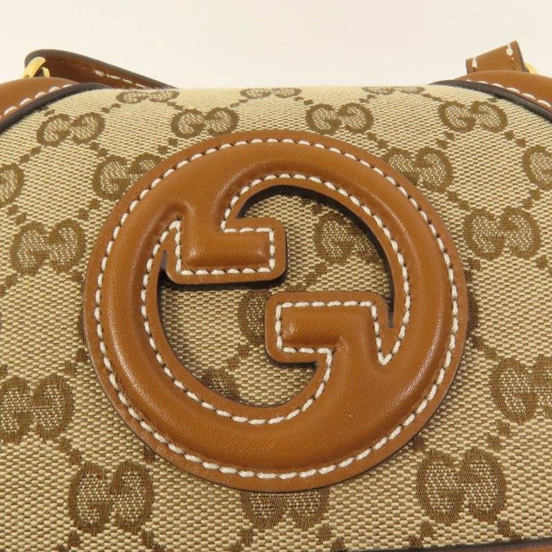 GUCCI 帆布Blondie金扣肩背袋-6