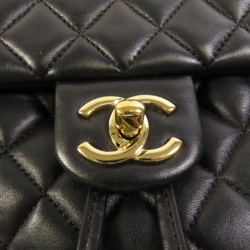CHANEL 羊皮皮革Backpack金扣背包-7