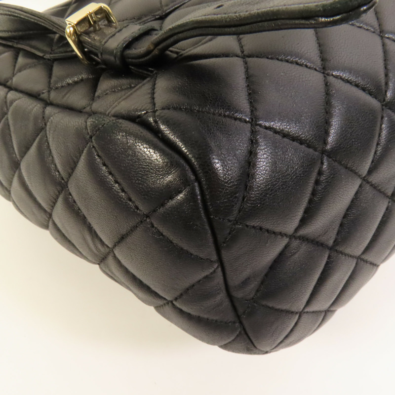 CHANEL 羊皮皮革Backpack金扣背包-12