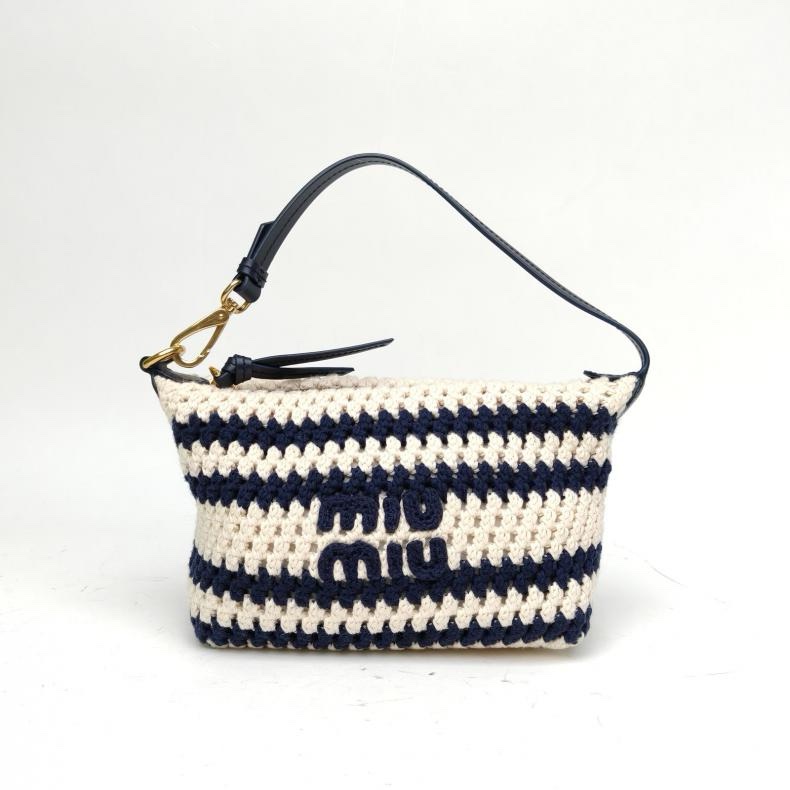 MIUMIU 拼色針織25SS條紋編織包飯盒包肩背包-0