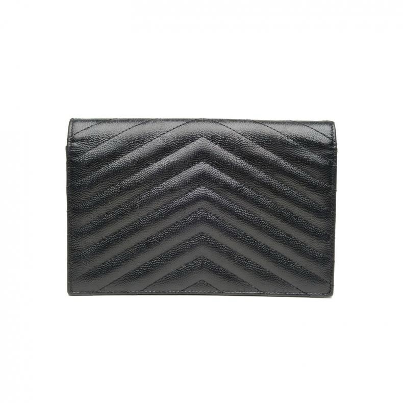 SAINT LAURENT CASSANDRA信封腋下包Woc19V紋黑色牛皮金扣肩背包-2