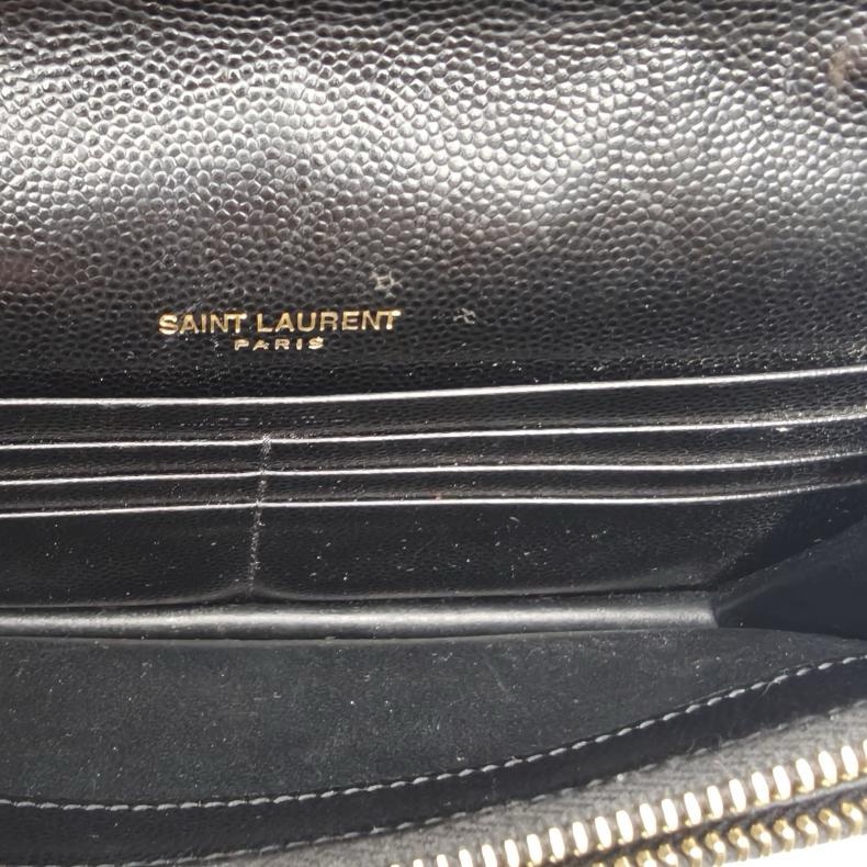 SAINT LAURENT CASSANDRA信封腋下包Woc19V紋黑色牛皮金扣肩背包-5
