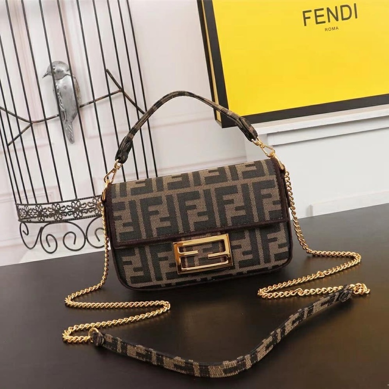 Fendi 女士 迷你BAGUETTE徽標提花單肩包均碼碼MINI、20cm*5cm*13cm-5