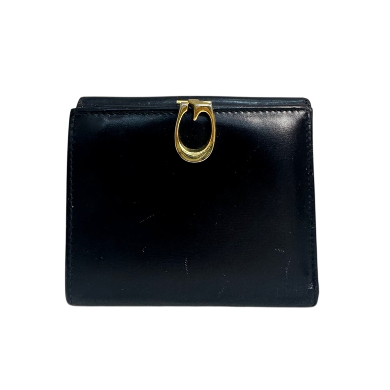 GUCCI 中古 黑色金扣G LOGO 短夾-1