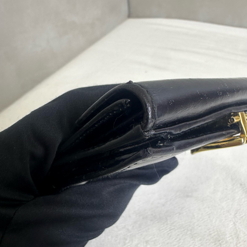 GUCCI 中古 黑色金扣G LOGO 短夾-12