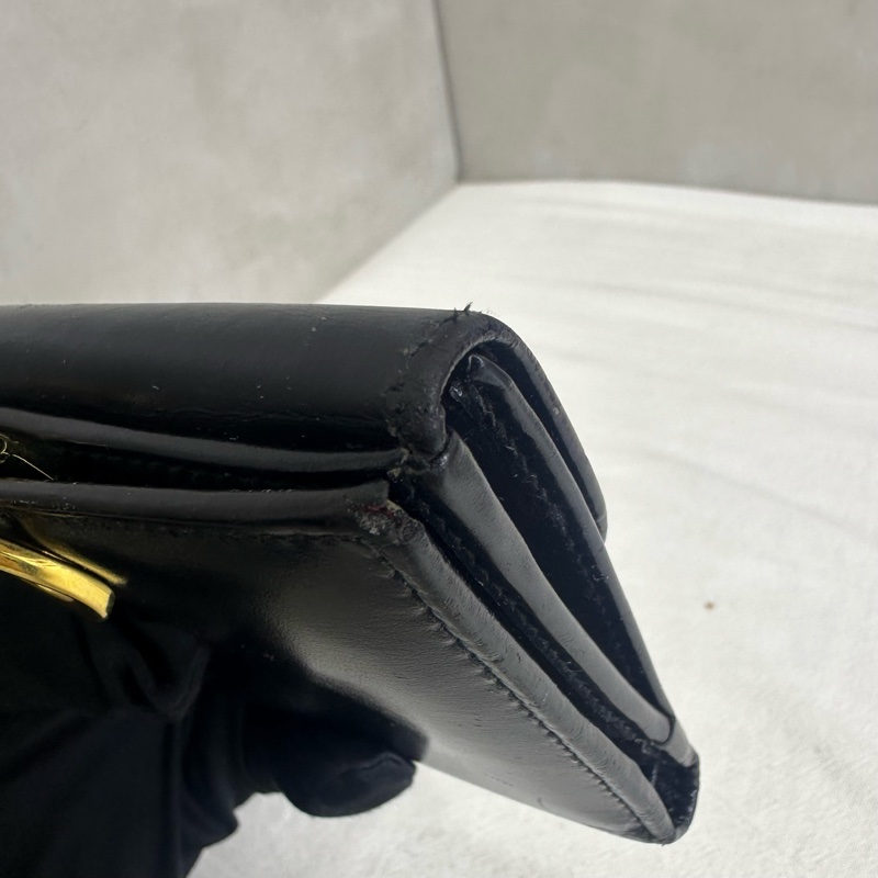 GUCCI 中古 黑色金扣G LOGO 短夾-13