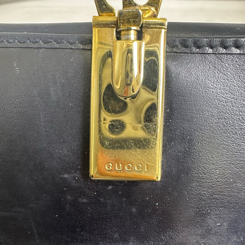 GUCCI 中古 黑色金扣G LOGO 短夾-19