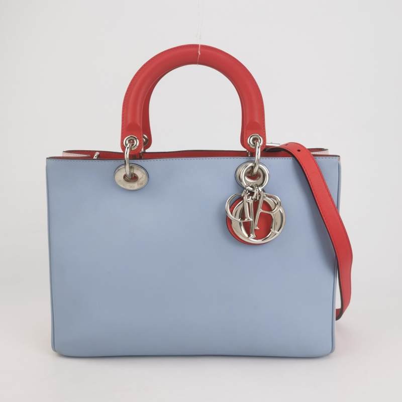 Dior Diorissimo中號牛皮拼色Dior字母吊飾子母包單肩包-2