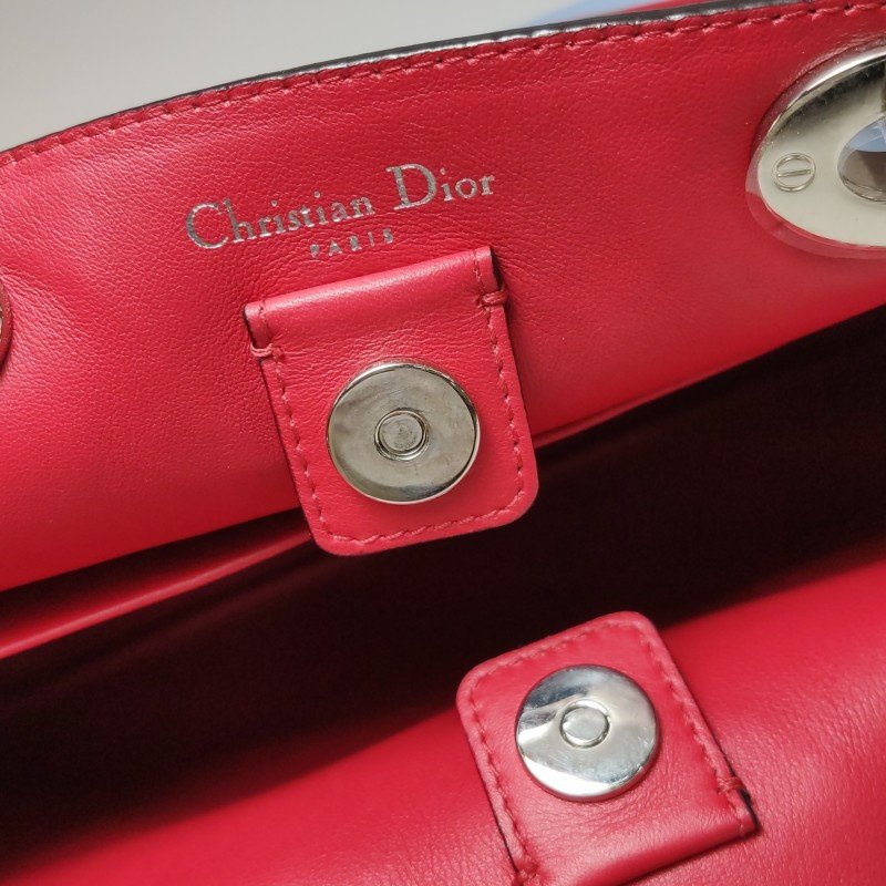 Dior Diorissimo中號牛皮拼色Dior字母吊飾子母包單肩包-12