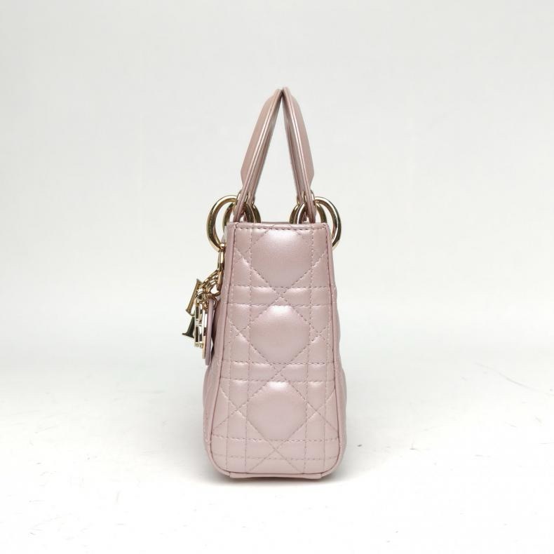 DIOR LadyDior戴妃包三格珠光粉羊皮淺金扣2016肩背包-1