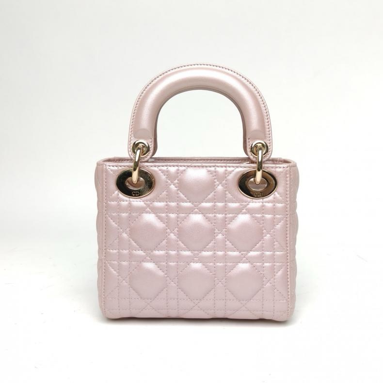 DIOR LadyDior戴妃包三格珠光粉羊皮淺金扣2016肩背包-2