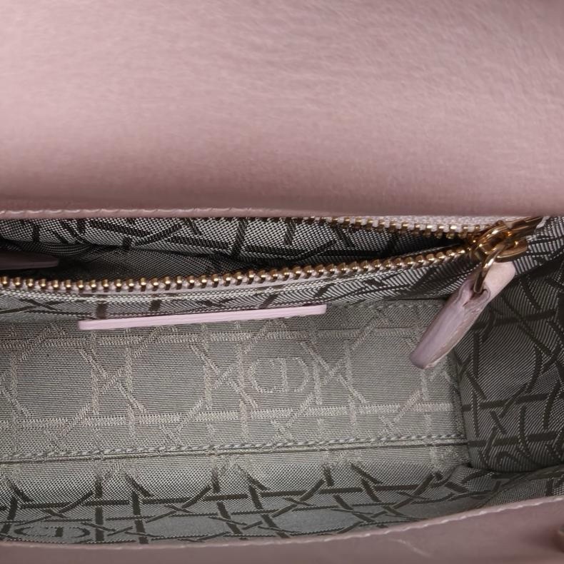 DIOR LadyDior戴妃包三格珠光粉羊皮淺金扣2016肩背包-5