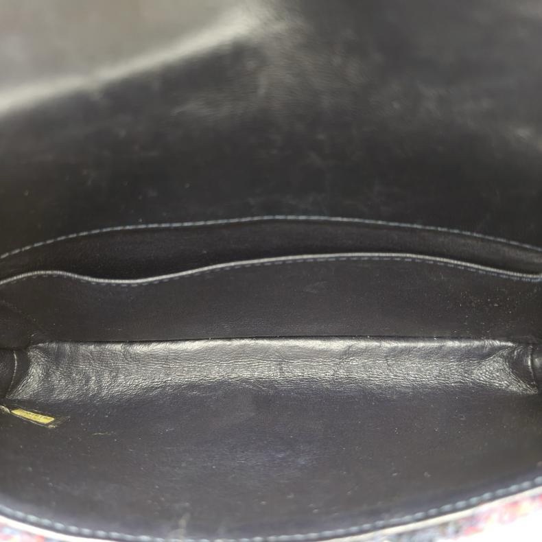 CHANEL 拼色粗花呢26開金扣CF漢堡系列雙C大logo粗毛呢鏈條包-5