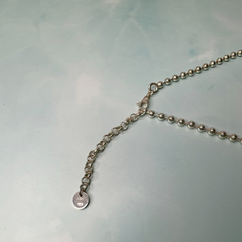 GUCCI 雙G圓珠925純銀項鍊-4