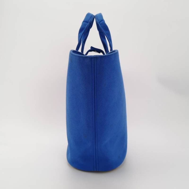 Hermes沙灘包手提包帆布銀扣藍色-4