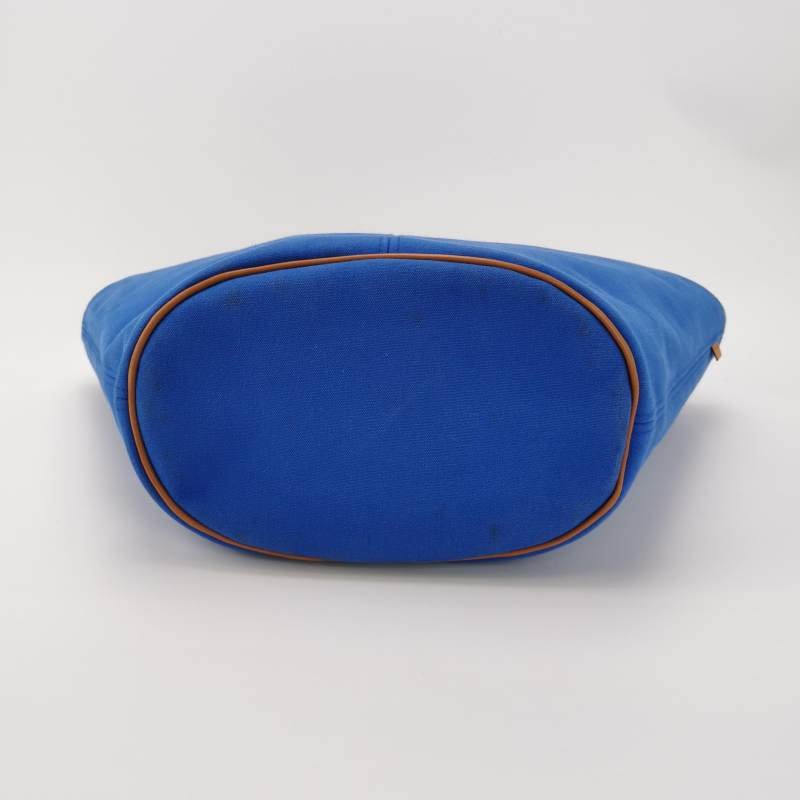 Hermes沙灘包手提包帆布銀扣藍色-6