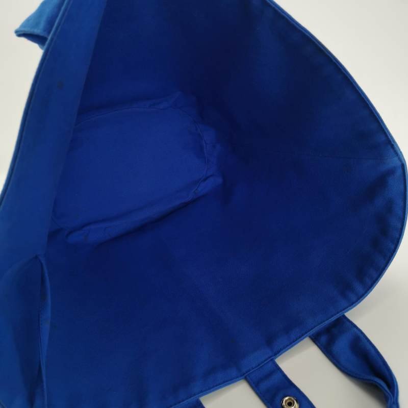 Hermes沙灘包手提包帆布銀扣藍色-7