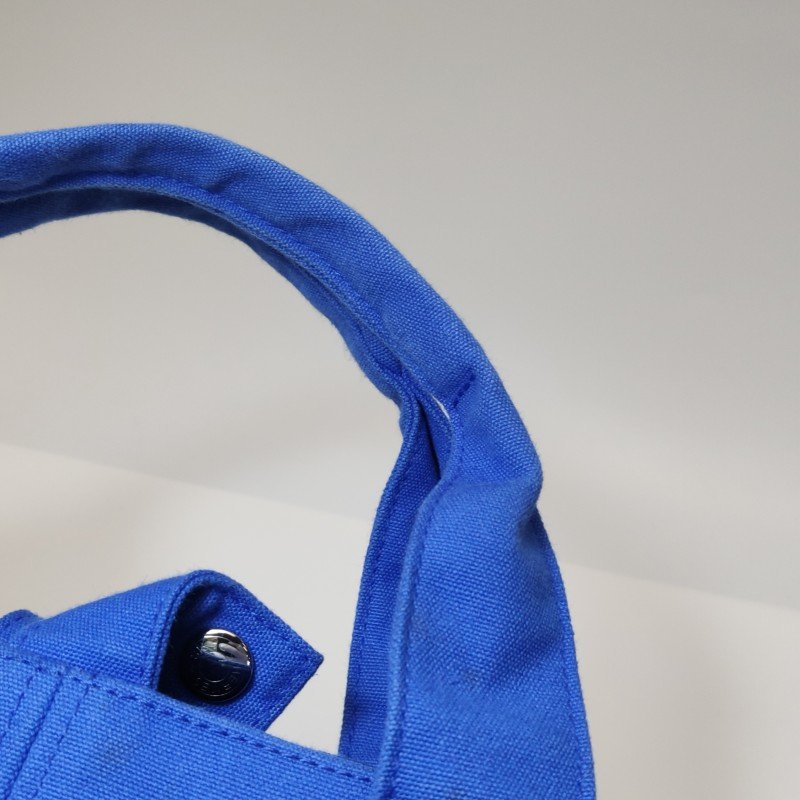 Hermes沙灘包手提包帆布銀扣藍色-15