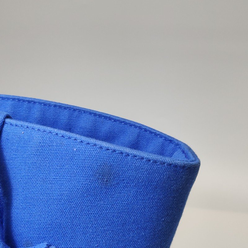 Hermes沙灘包手提包帆布銀扣藍色-16