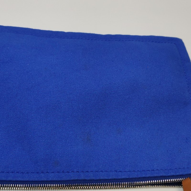 Hermes沙灘包手提包帆布銀扣藍色-19