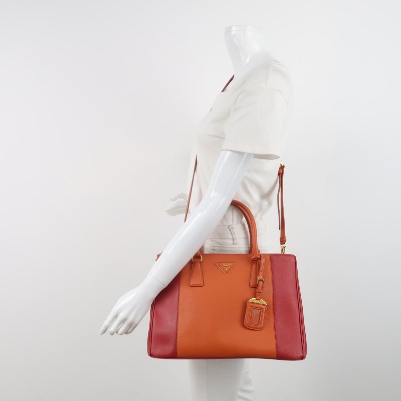 Prada Galleria殺手包大號牛皮拼色三角徽標單肩包-1