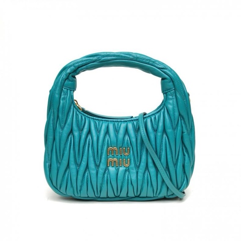 MIUMIU Matelasse褶皺腋下包HOBO綠色羊皮肩背包