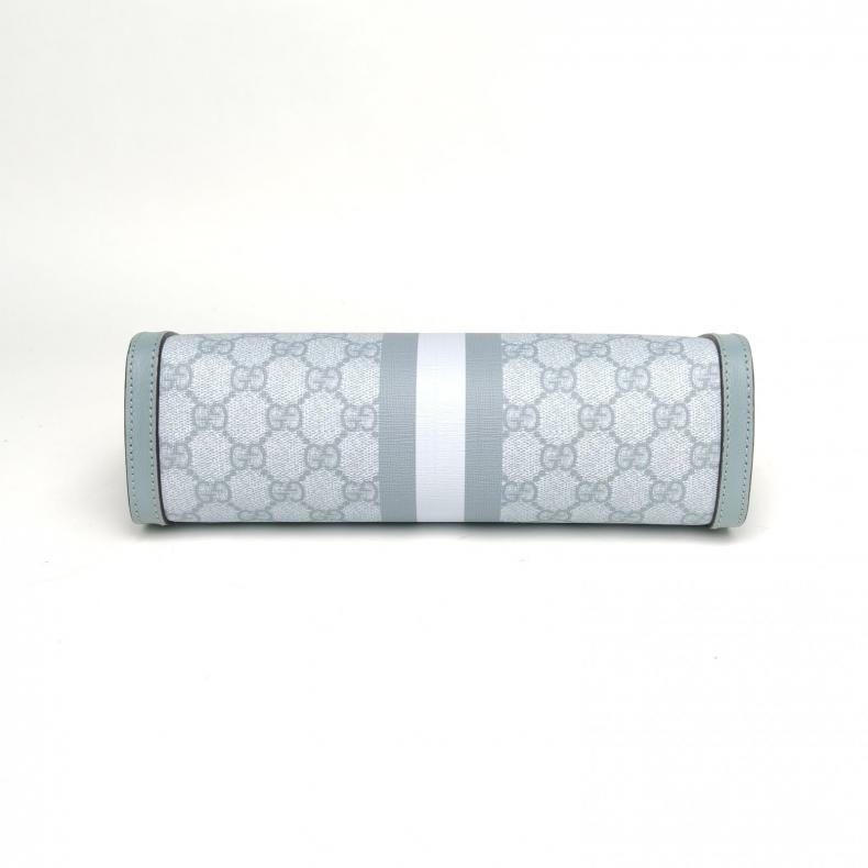 GUCCI Ophidia夾子包小號26綠色牛皮/PVC淺金扣肩背包-3