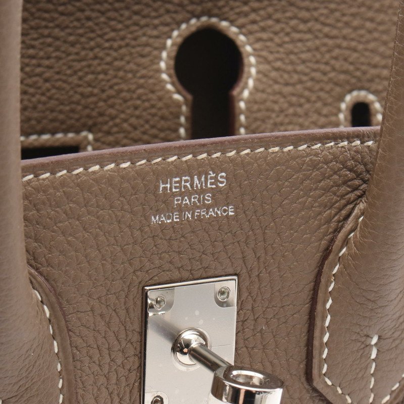 愛馬仕 Birkin 25 手提包 B Togo 皮革 Etoupe 灰色 二手 女士 SHW-3
