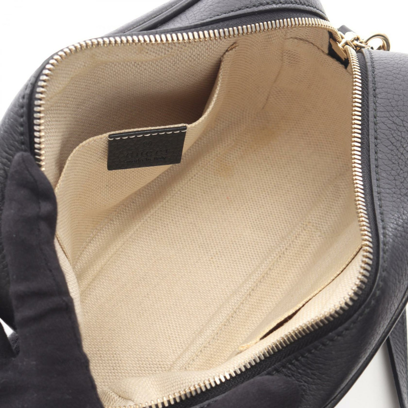 GUCCI Soho Disco 互扣式 G 肩背包 308364 黑色皮革 二手 女士-2