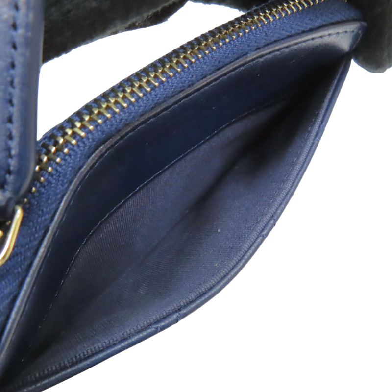 深藍色 菱格紋羊皮 珍珠 水晶 雙C 卡夾 名片夾【CHANEL 香奈兒】-6