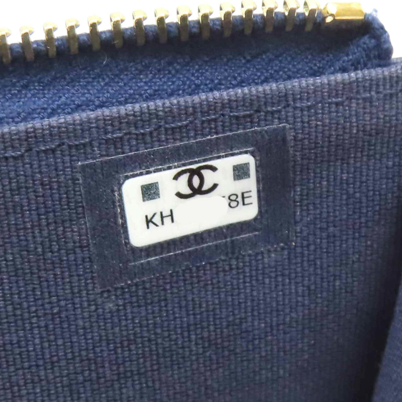 深藍色 菱格紋羊皮 珍珠 水晶 雙C 卡夾 名片夾【CHANEL 香奈兒】-8