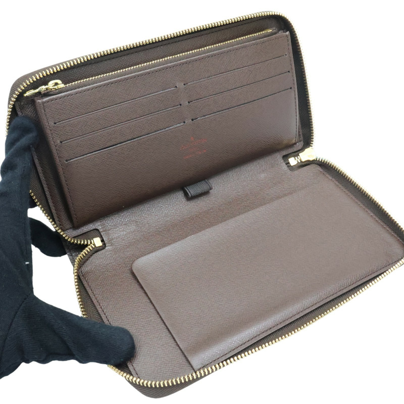 棕色 棋盤格帆布 Zippy Organizer 拉鍊長夾【LOUIS VUITTON LV 路易威登】 N60003-4