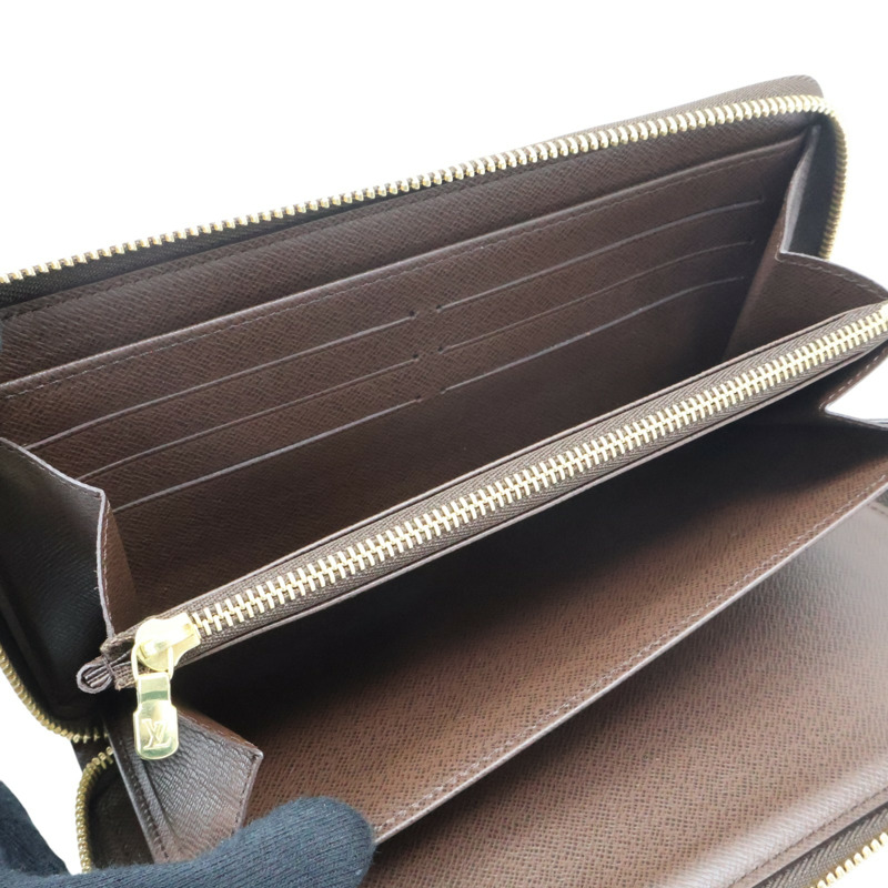 棕色 棋盤格帆布 Zippy Organizer 拉鍊長夾【LOUIS VUITTON LV 路易威登】 N60003-5
