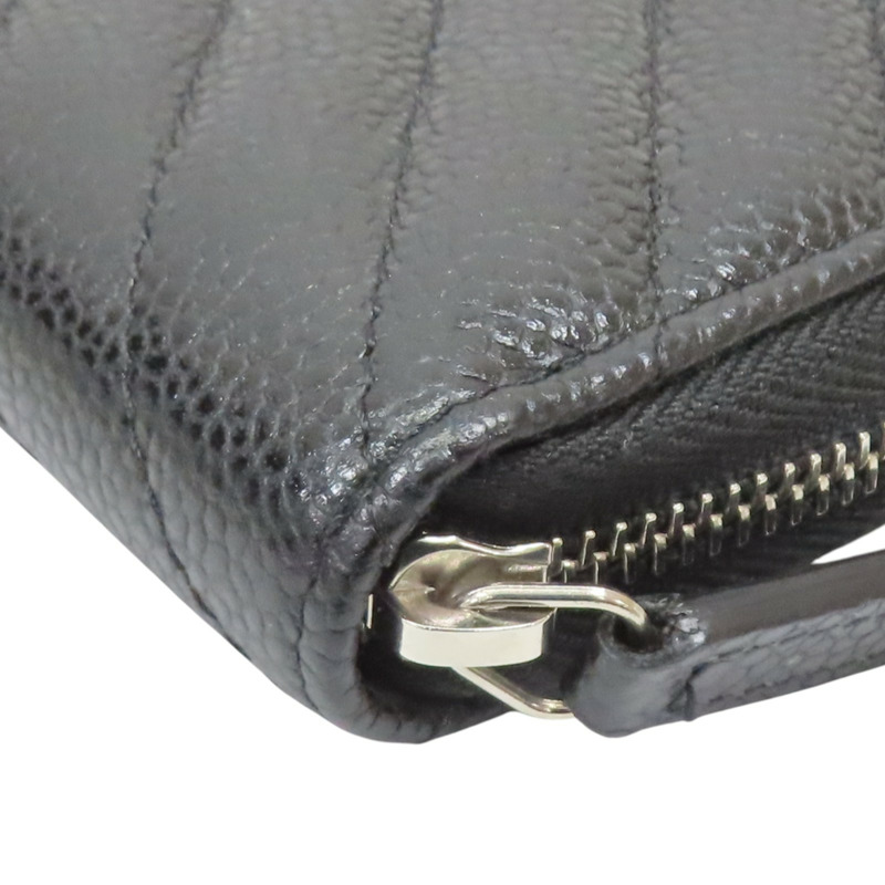 黑色 牛皮 Vstitch zip multi case 拉鍊中夾【CHANEL 香奈兒】-9