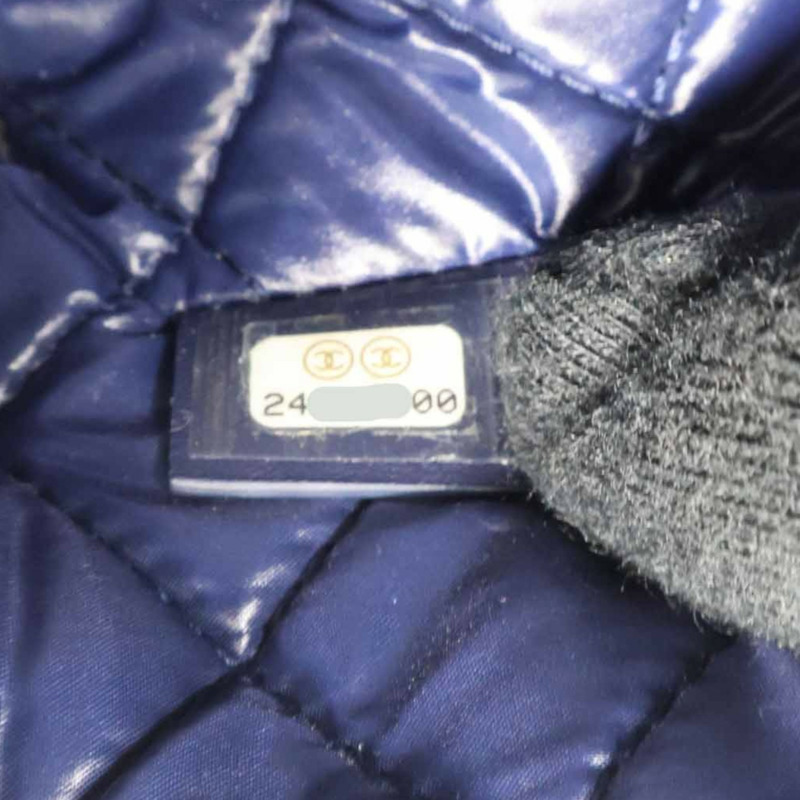 深藍色 菱格紋 牛皮 化妝包 無卡【CHANEL 香奈兒】-8