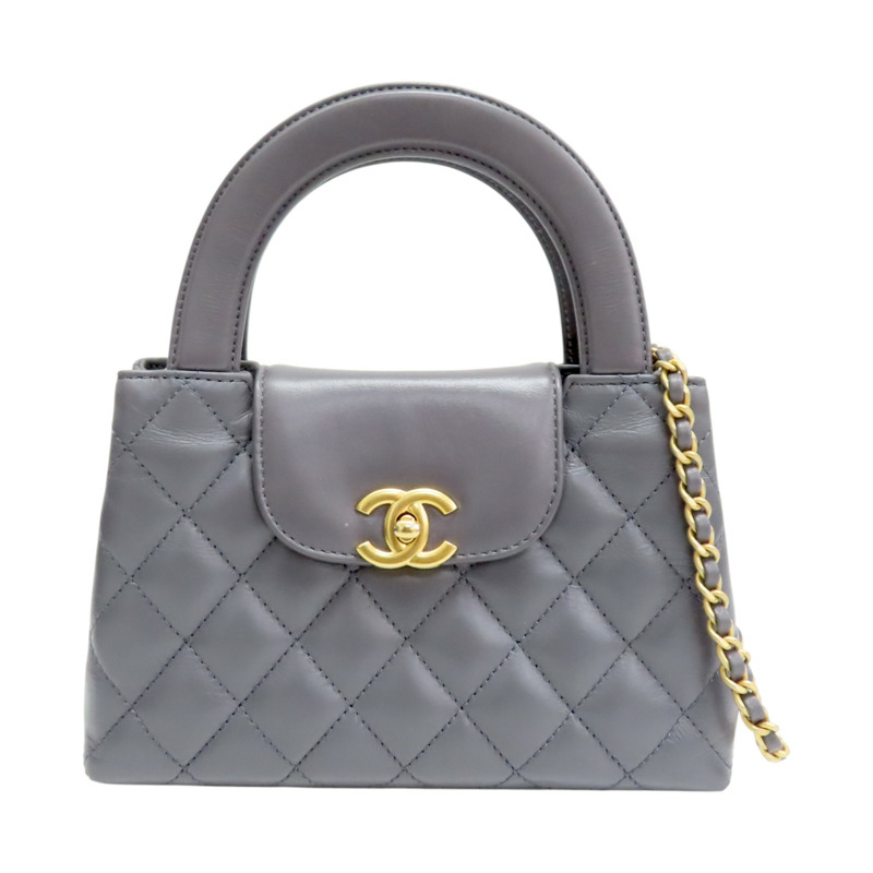 銀灰色 牛皮 Kelly Mini 鏈帶 肩背包 金釦【CHANEL 香奈兒】 AS4416-0