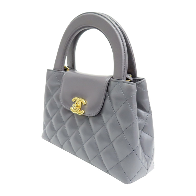 銀灰色 牛皮 Kelly Mini 鏈帶 肩背包 金釦【CHANEL 香奈兒】 AS4416-2