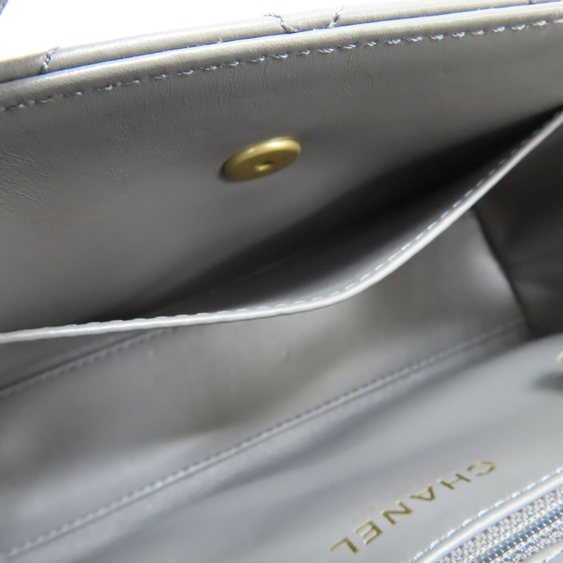 銀灰色 牛皮 Kelly Mini 鏈帶 肩背包 金釦【CHANEL 香奈兒】 AS4416-7