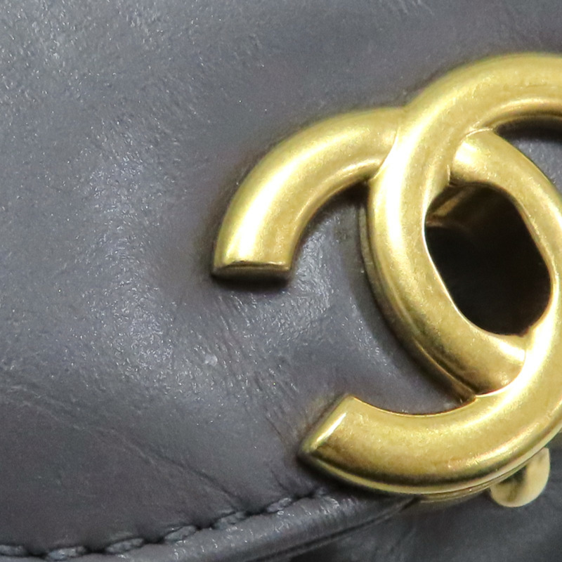 銀灰色 牛皮 Kelly Mini 鏈帶 肩背包 金釦【CHANEL 香奈兒】 AS4416-17