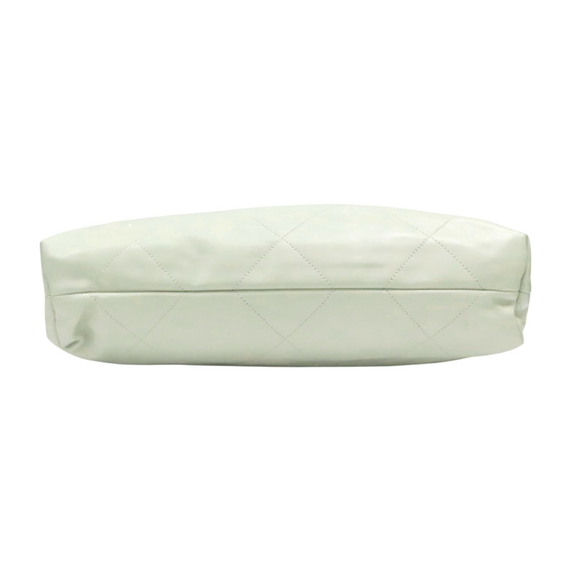 淺綠色 牛皮 CHANEL 22 MEDIUM 鍊帶 肩背包 銀扣【CHANEL 香奈兒】 AS3261-3