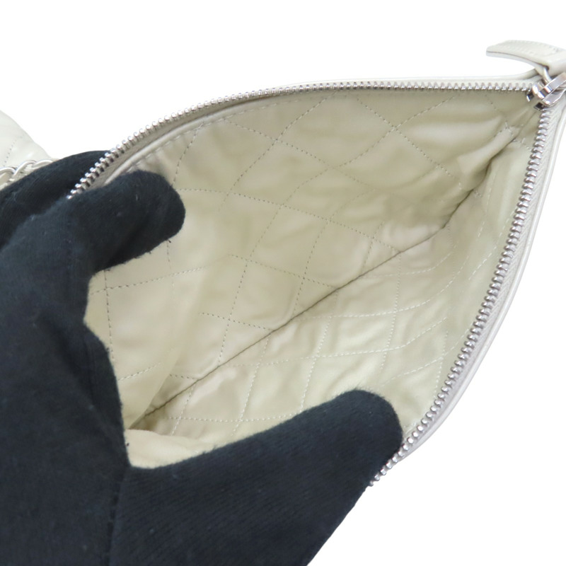 淺綠色 牛皮 CHANEL 22 MEDIUM 鍊帶 肩背包 銀扣【CHANEL 香奈兒】 AS3261-7