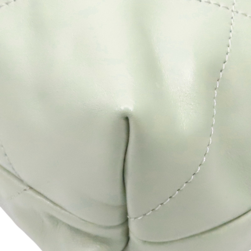 淺綠色 牛皮 CHANEL 22 MEDIUM 鍊帶 肩背包 銀扣【CHANEL 香奈兒】 AS3261-12